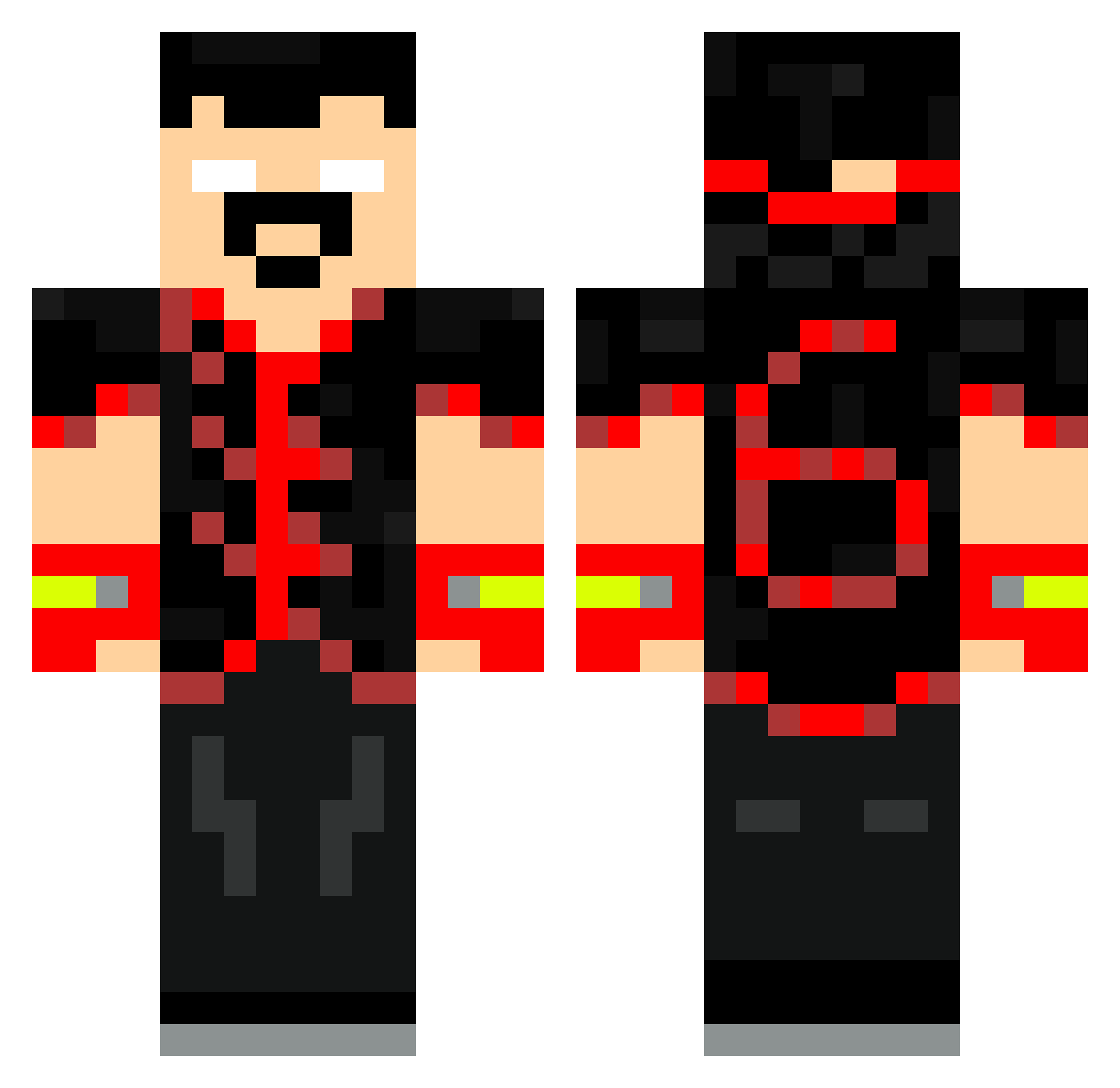 Destoryer666 Minecraft skin, front and back view