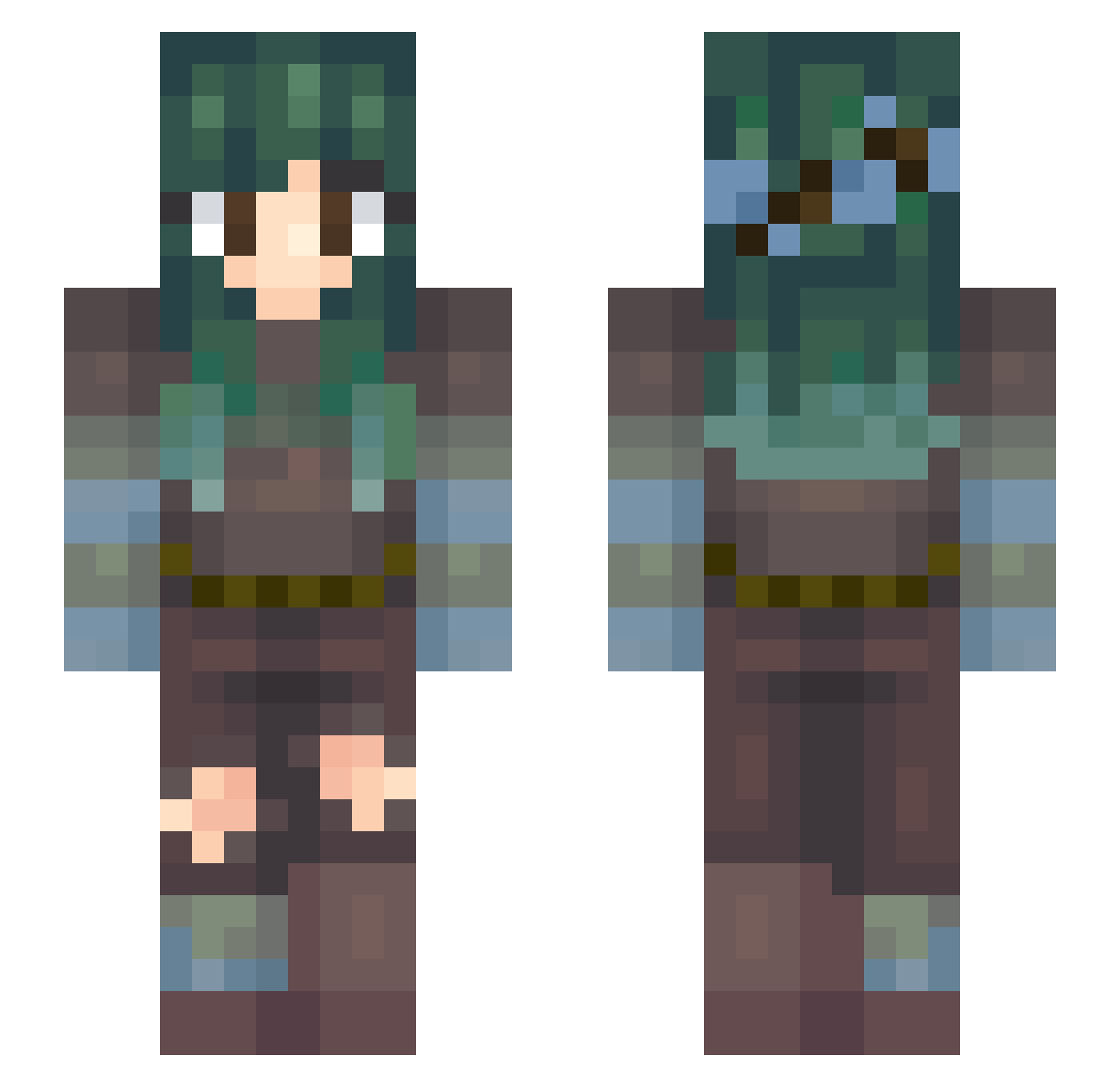 Raynenn Minecraft skin, front and back view