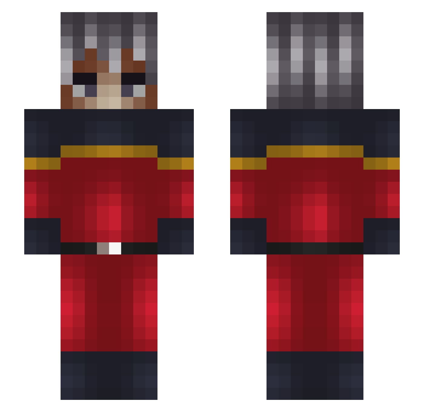 Polo2ber Minecraft skin, front and back view