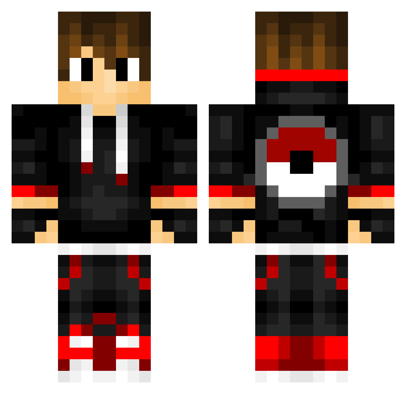 TakionixHD Minecraft skin, front and back view