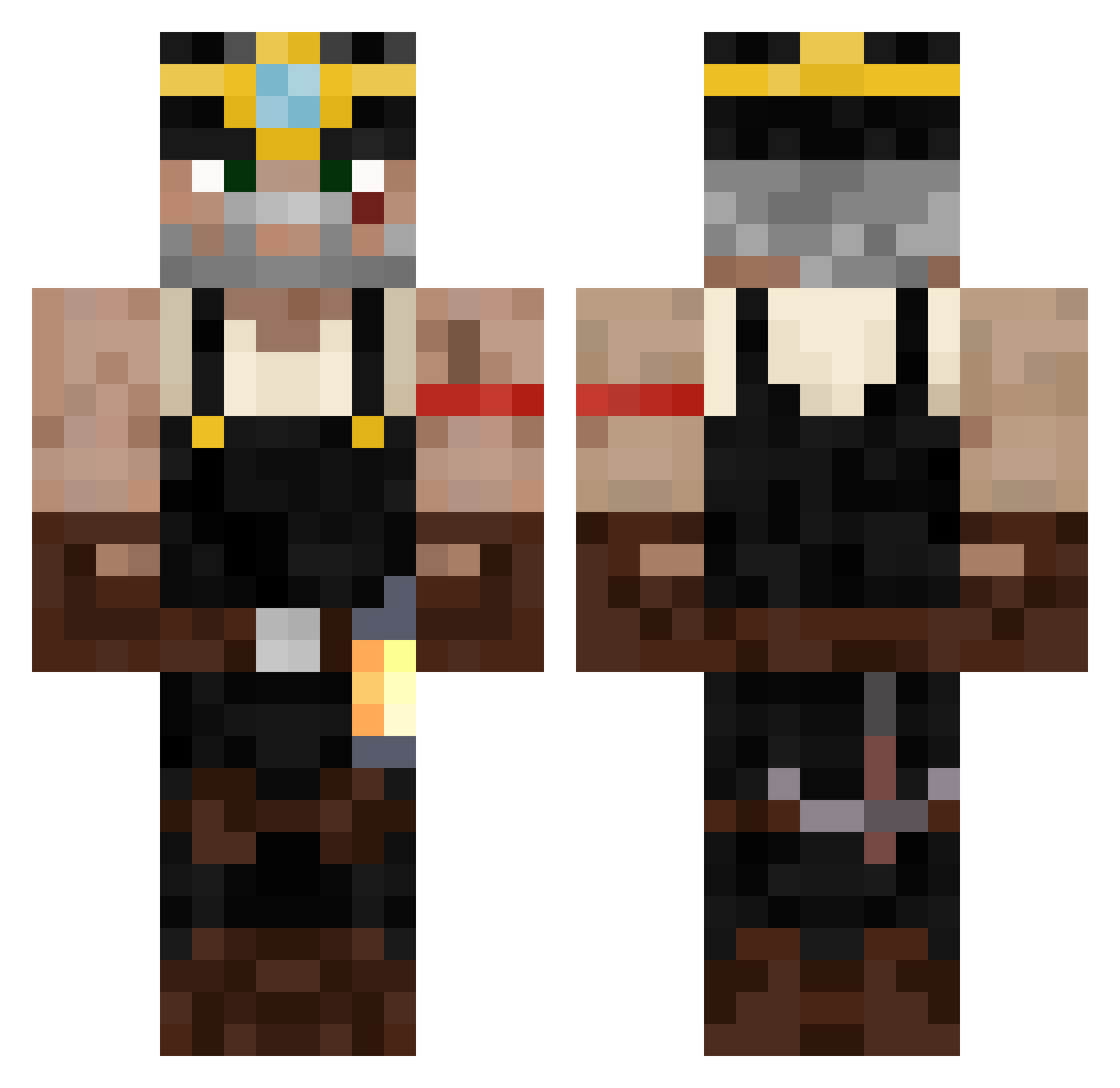 El3itehunter908 Minecraft skin, front and back view