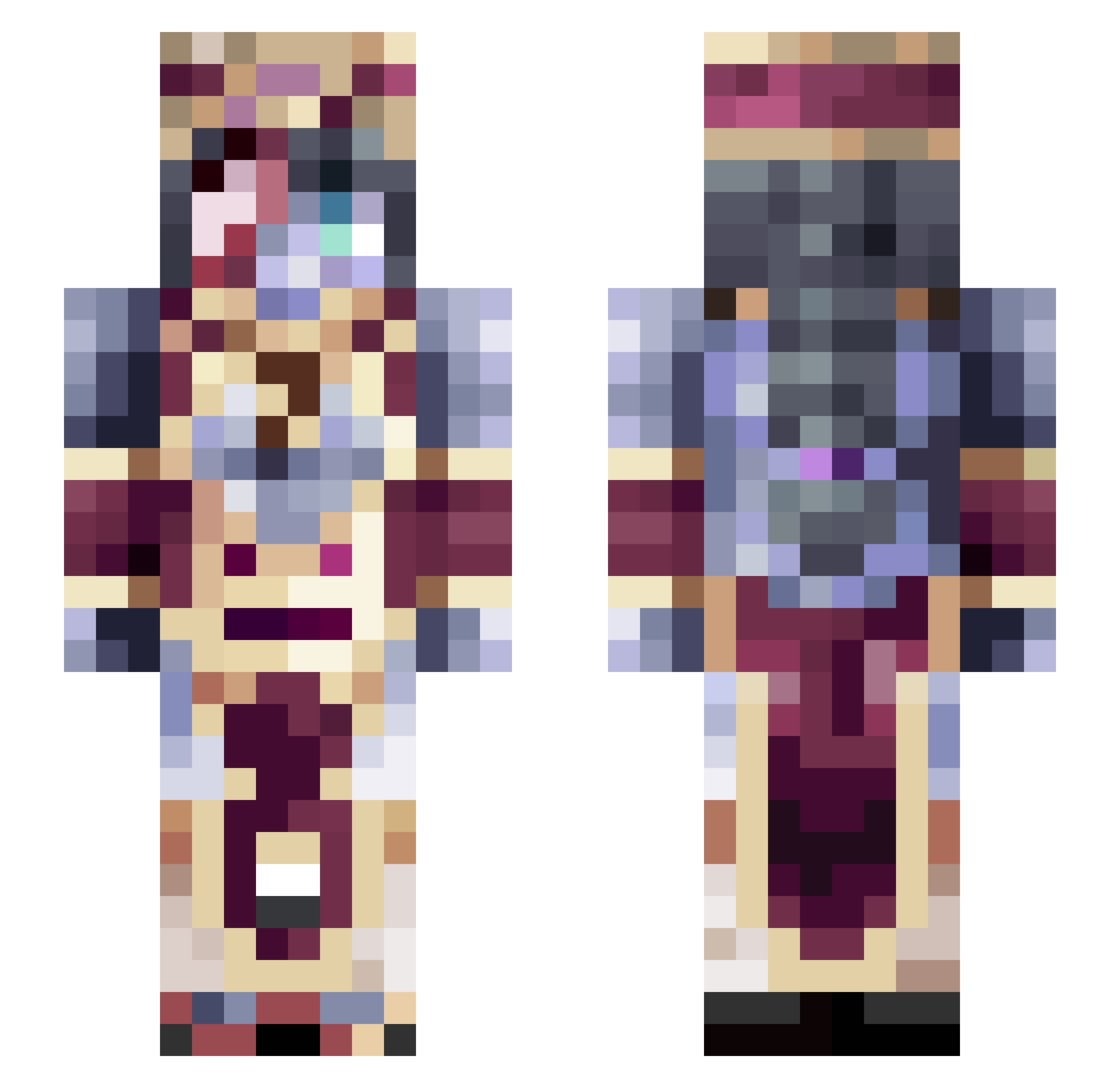 OrbWeaver777 Minecraft skin, front and back view
