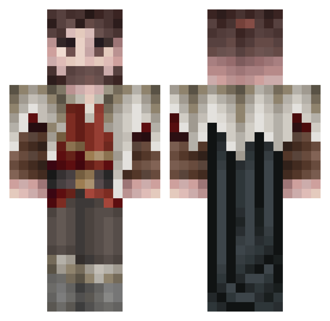 ShreddedBaby420 Minecraft skin, front and back view
