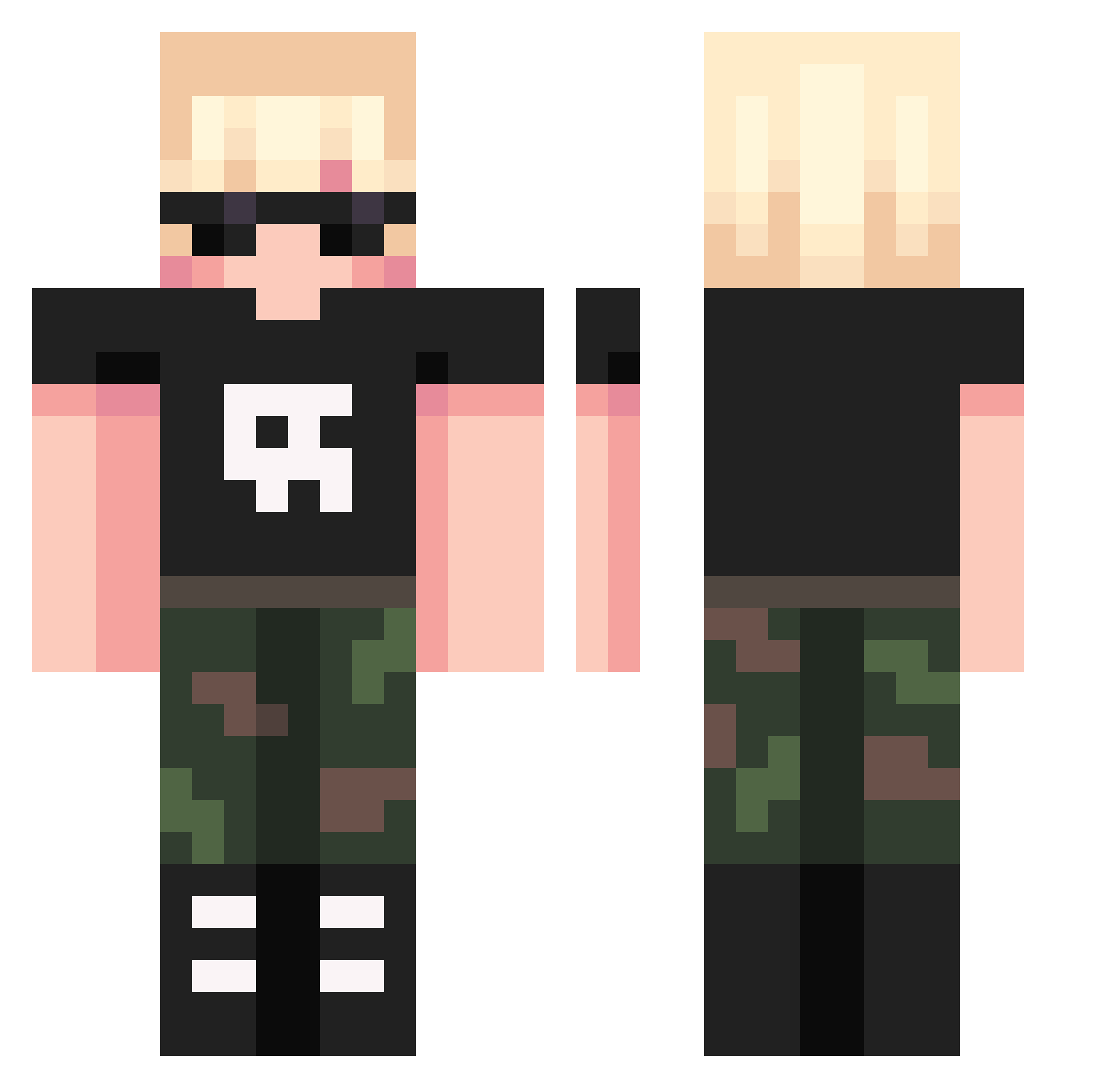 Sporsy Minecraft skin, front and back view