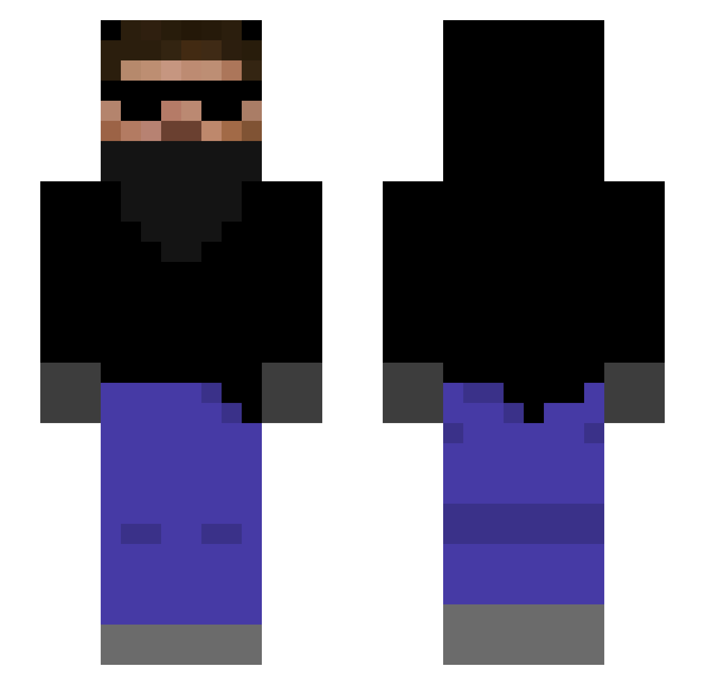 StativFrosch Minecraft skin, front and back view