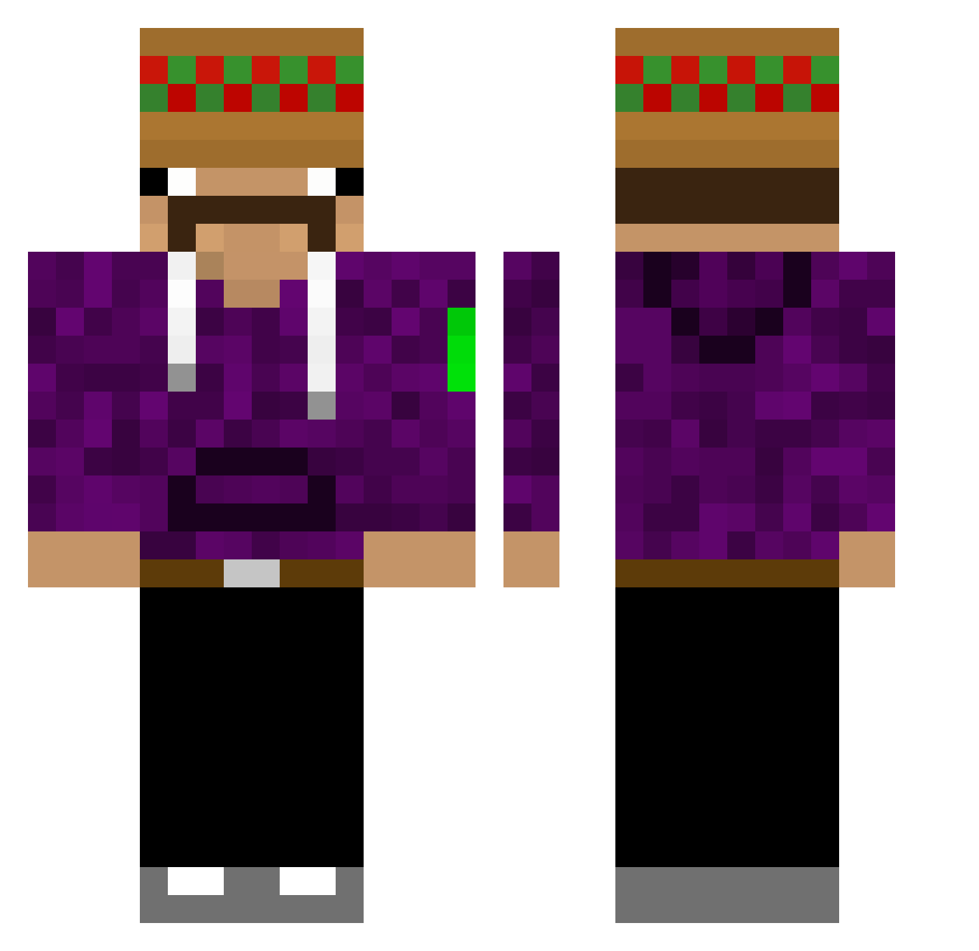 LunarDrip Minecraft skin, front and back view
