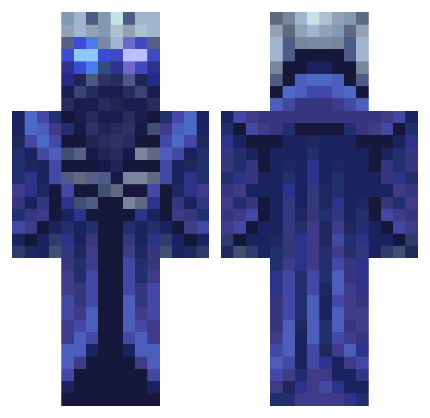 Hygelix Minecraft skin, front and back view