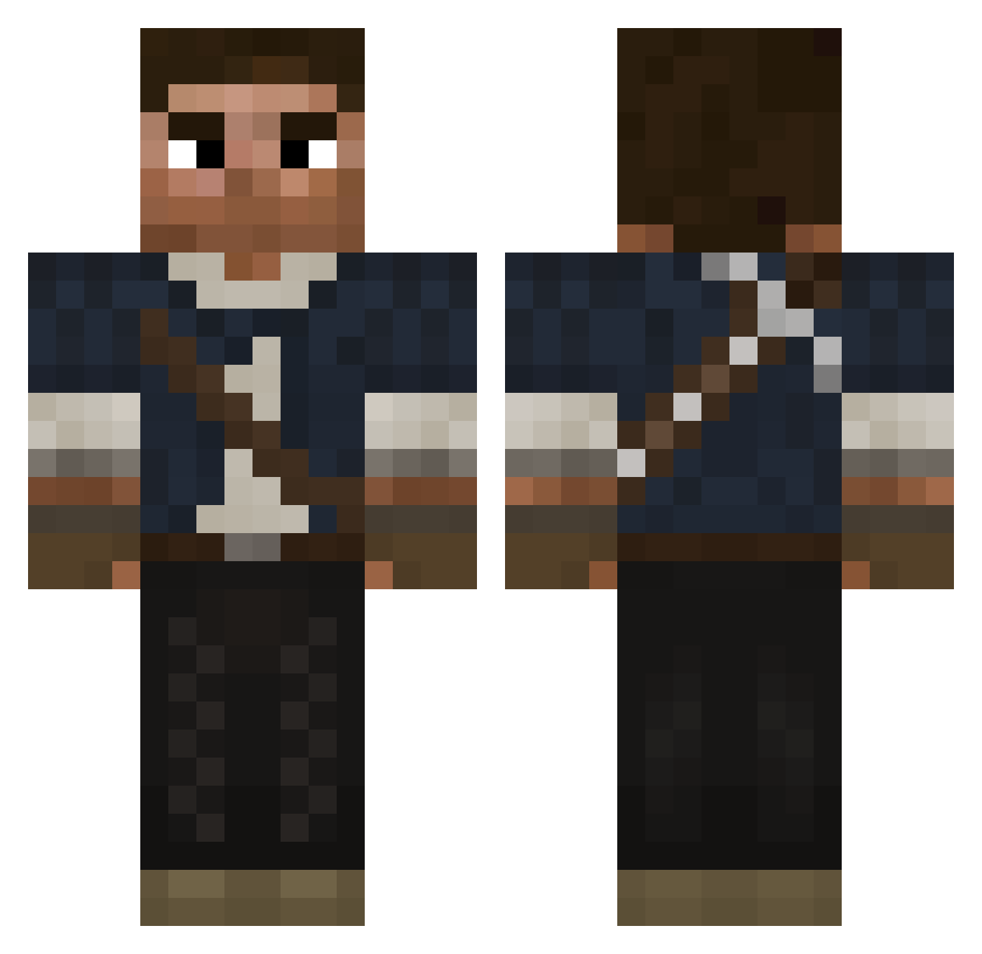 Shmongole Minecraft skin, front and back view