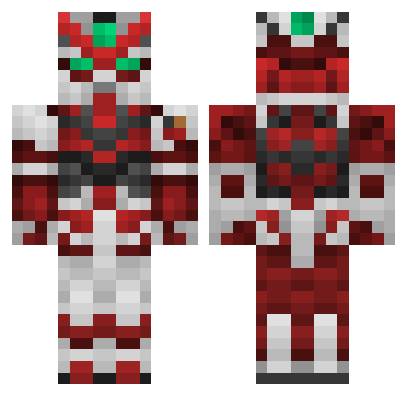 POPr3d Minecraft skin, front and back view