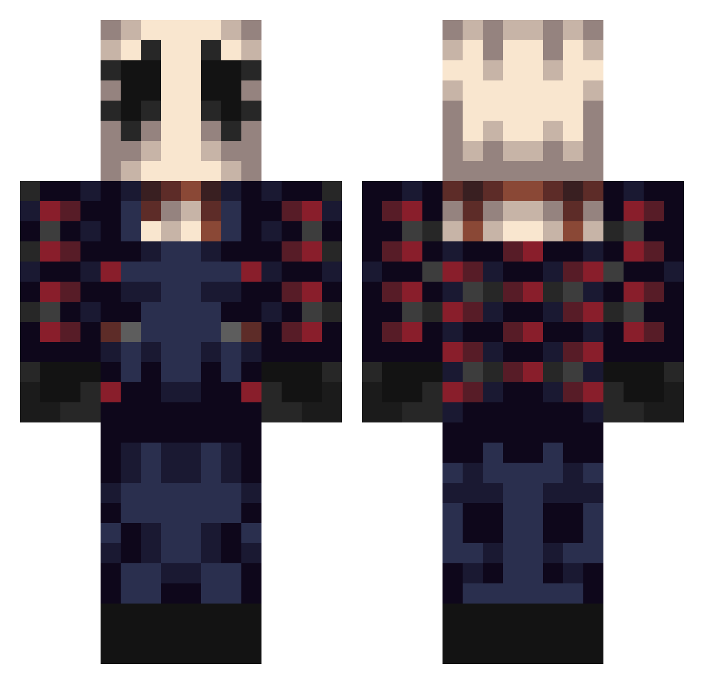 Megasaxophone08 Minecraft skin, front and back view