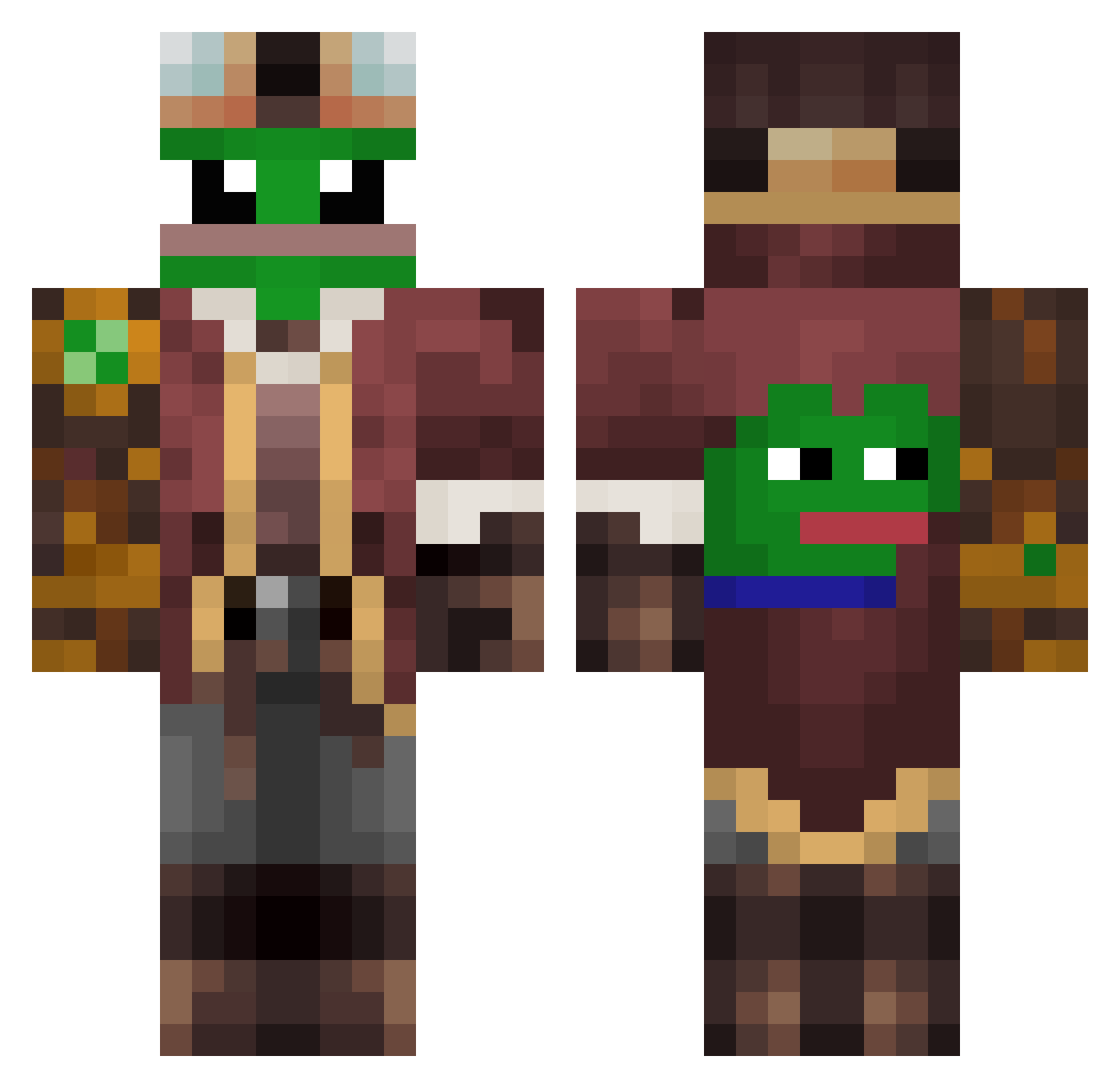 PepeDaniXD Minecraft skin, front and back view