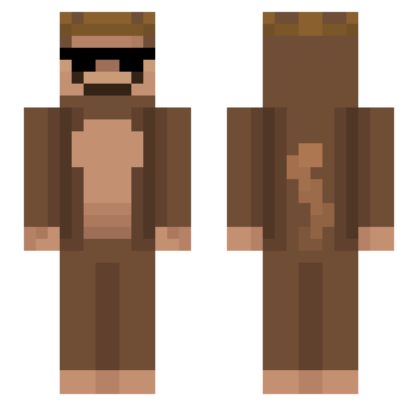 RedWaveSwift Minecraft skin, front and back view