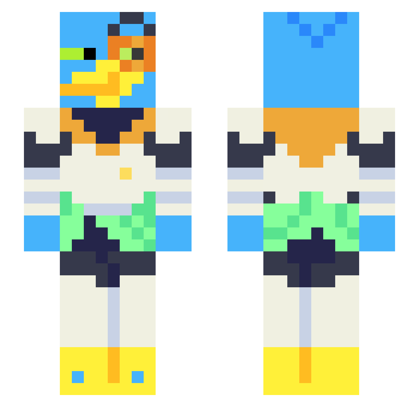 nuNguS Minecraft skin, front and back view