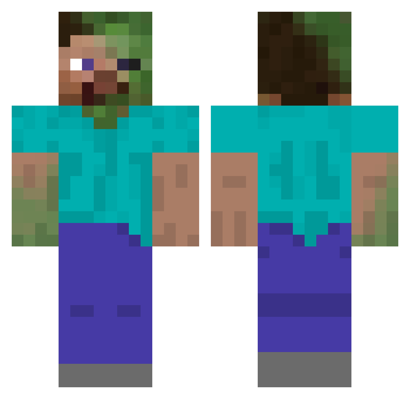 Nikosni Minecraft skin, front and back view