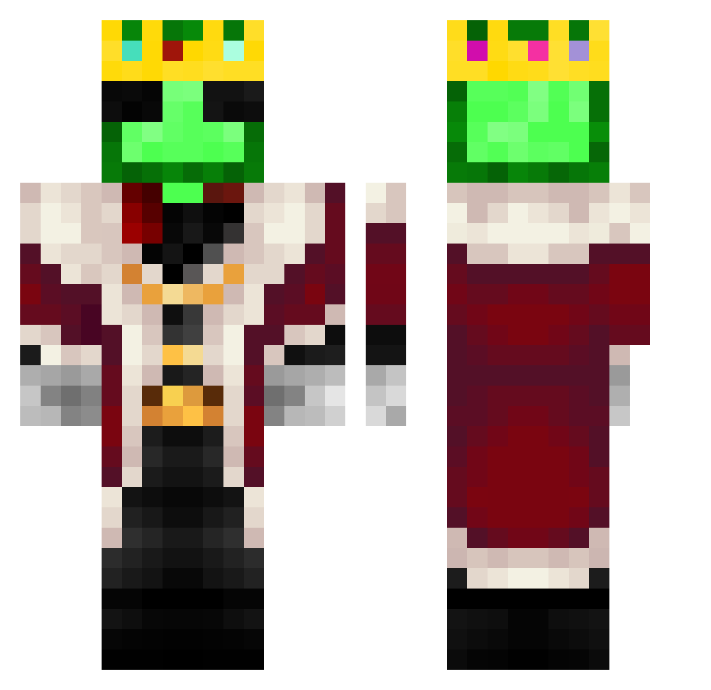 xammy Minecraft skin, front and back view