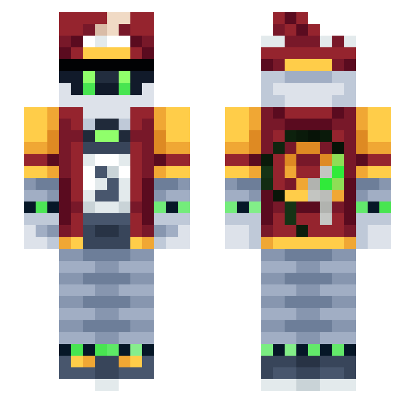 AvoidedNoob Minecraft skin, front and back view