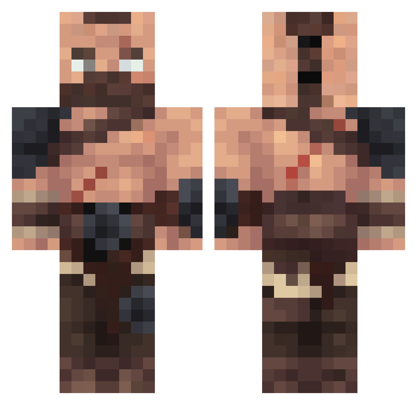 Brsrk Minecraft skin, front and back view