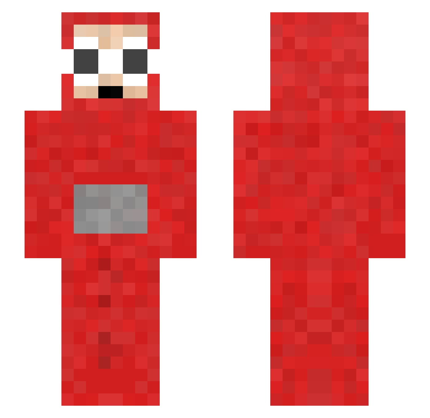 T5letubbies Minecraft skin, front and back view
