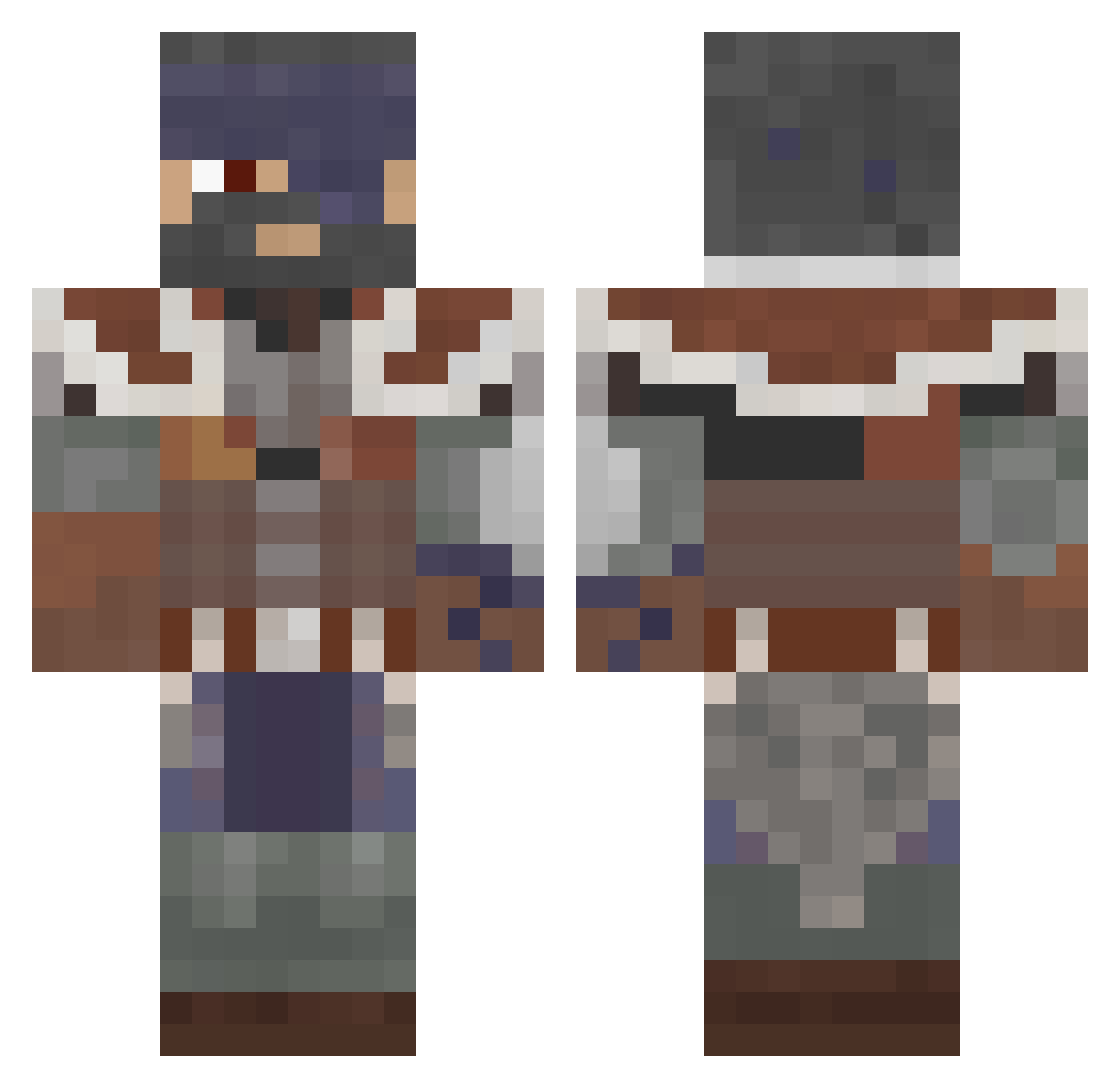Rhizophoraceae Minecraft skin, front and back view