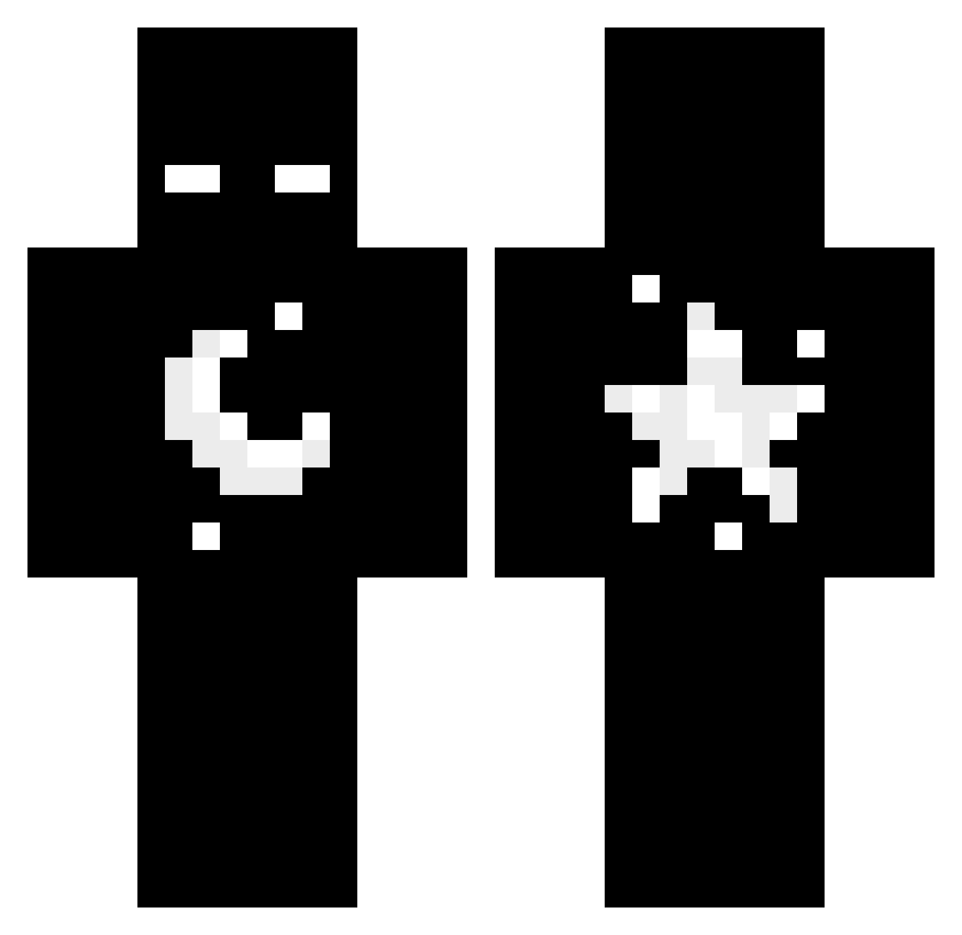 Wzrky Minecraft skin, front and back view