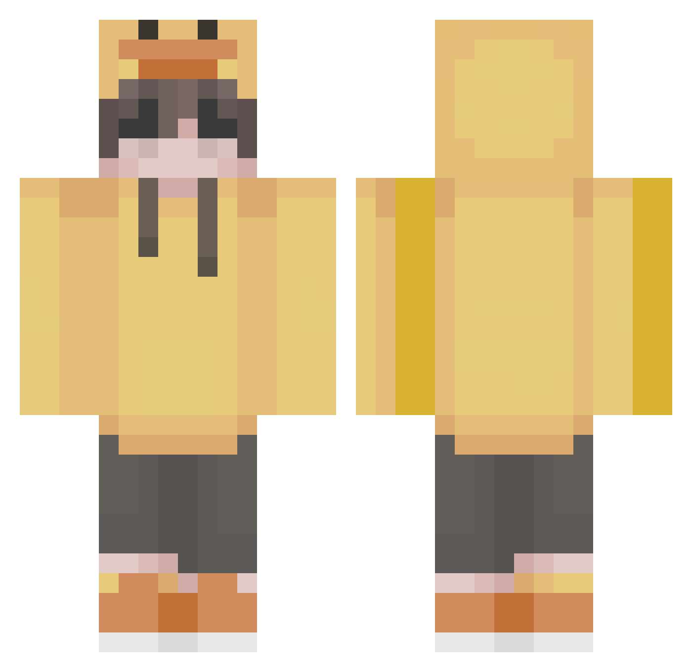 xGibus Minecraft skin, front and back view