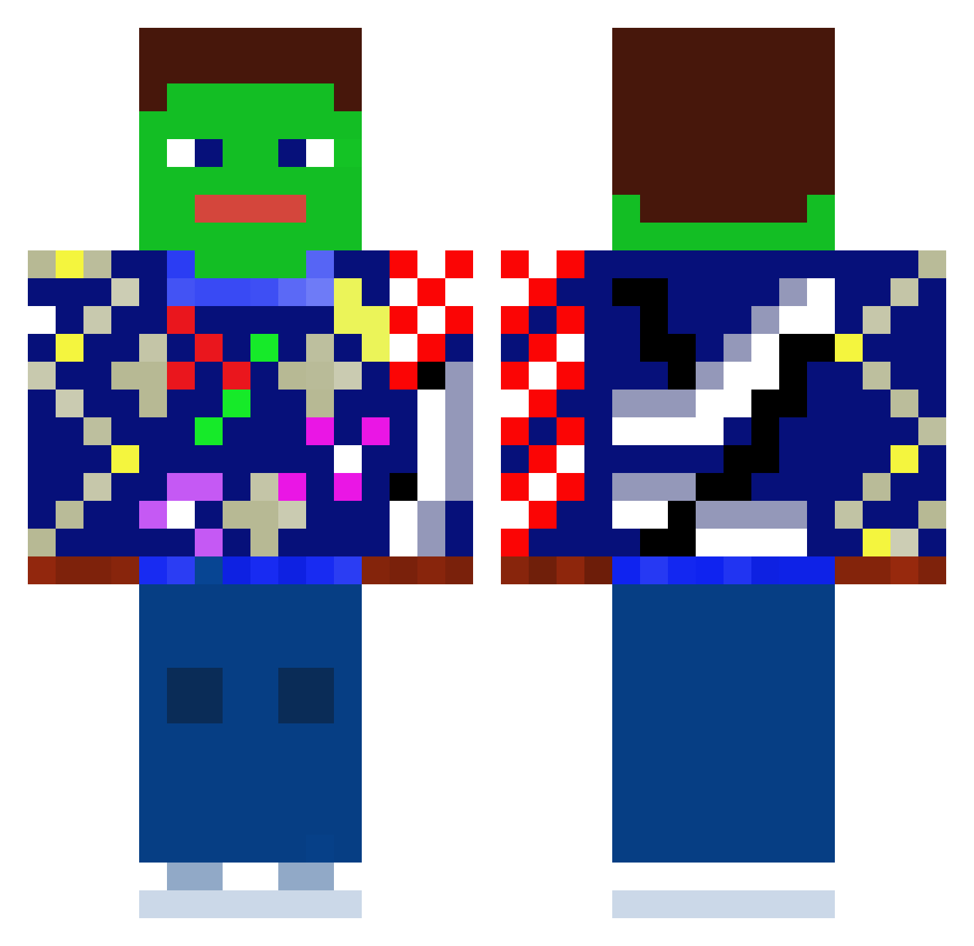 Glitchspider Minecraft skin, front and back view