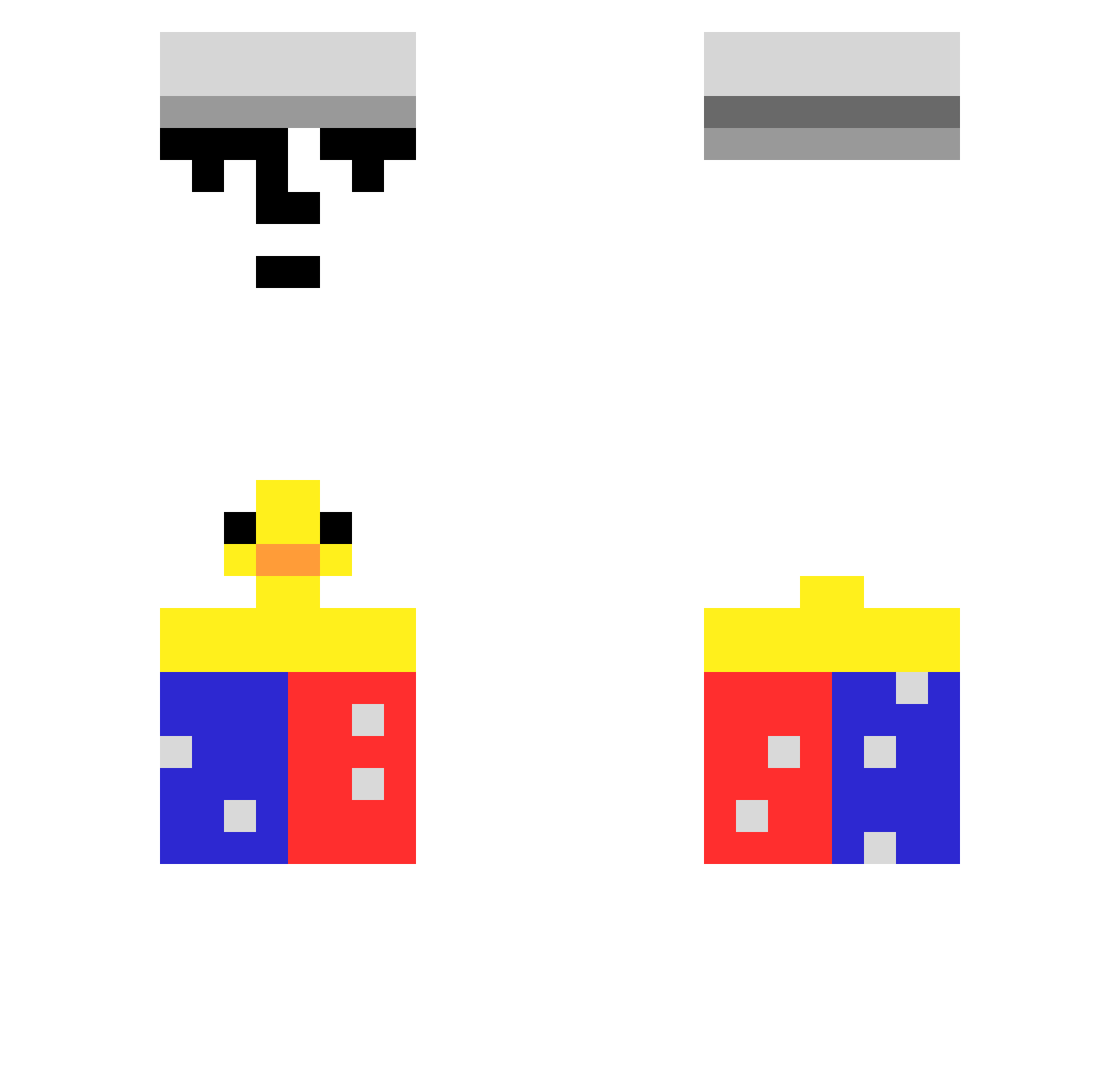 GuestXD Minecraft skin, front and back view