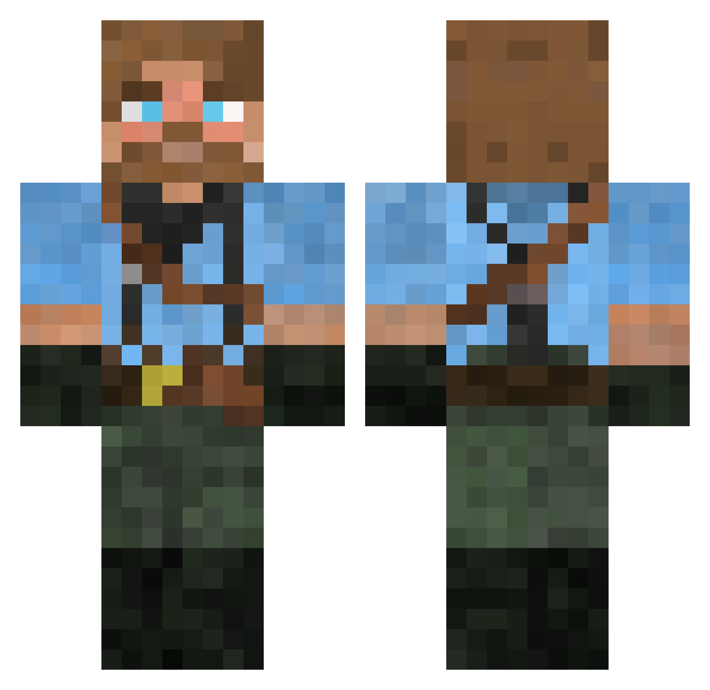 AQZ711 Minecraft skin, front and back view