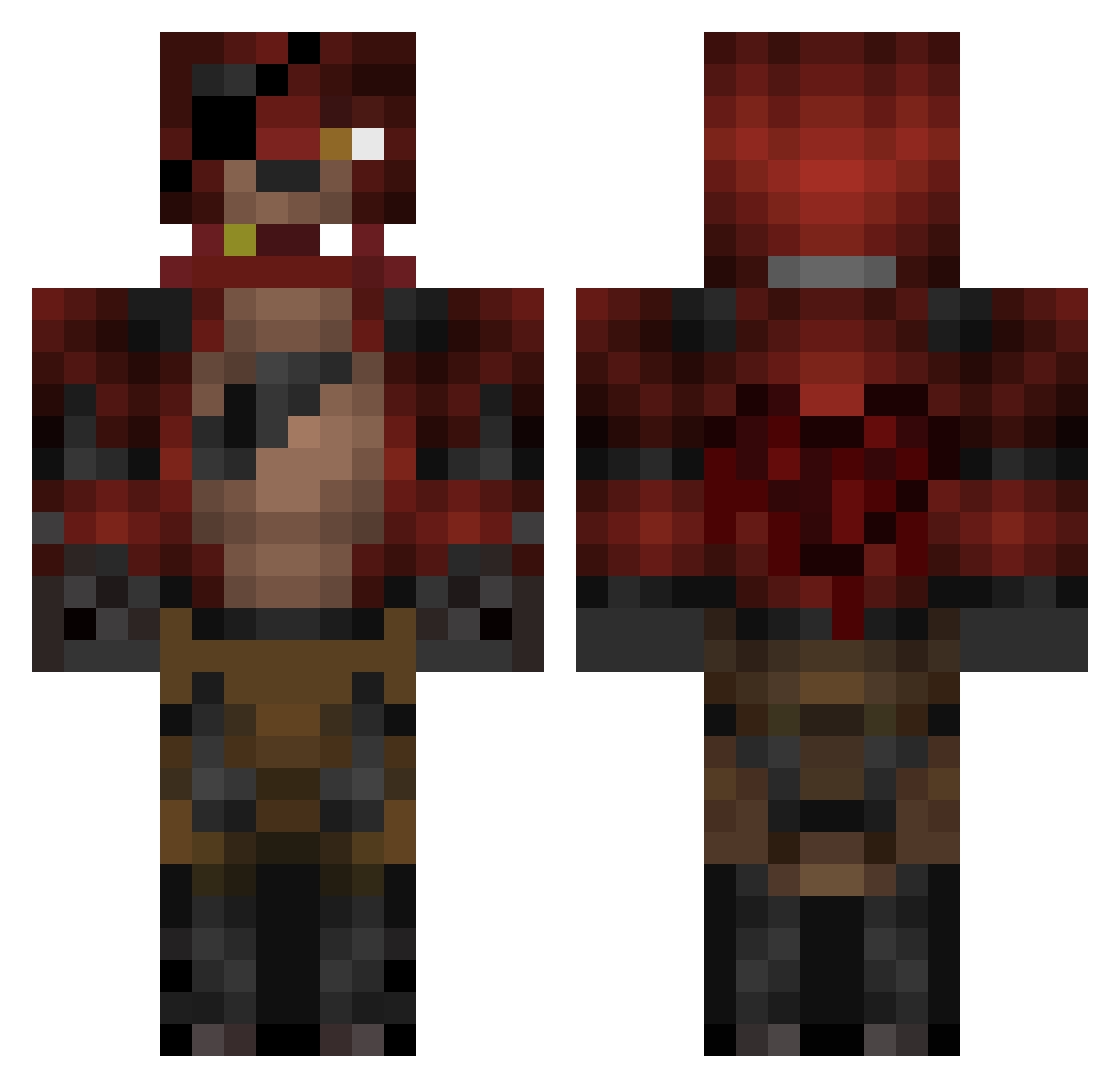 Fountain Minecraft skin, front and back view