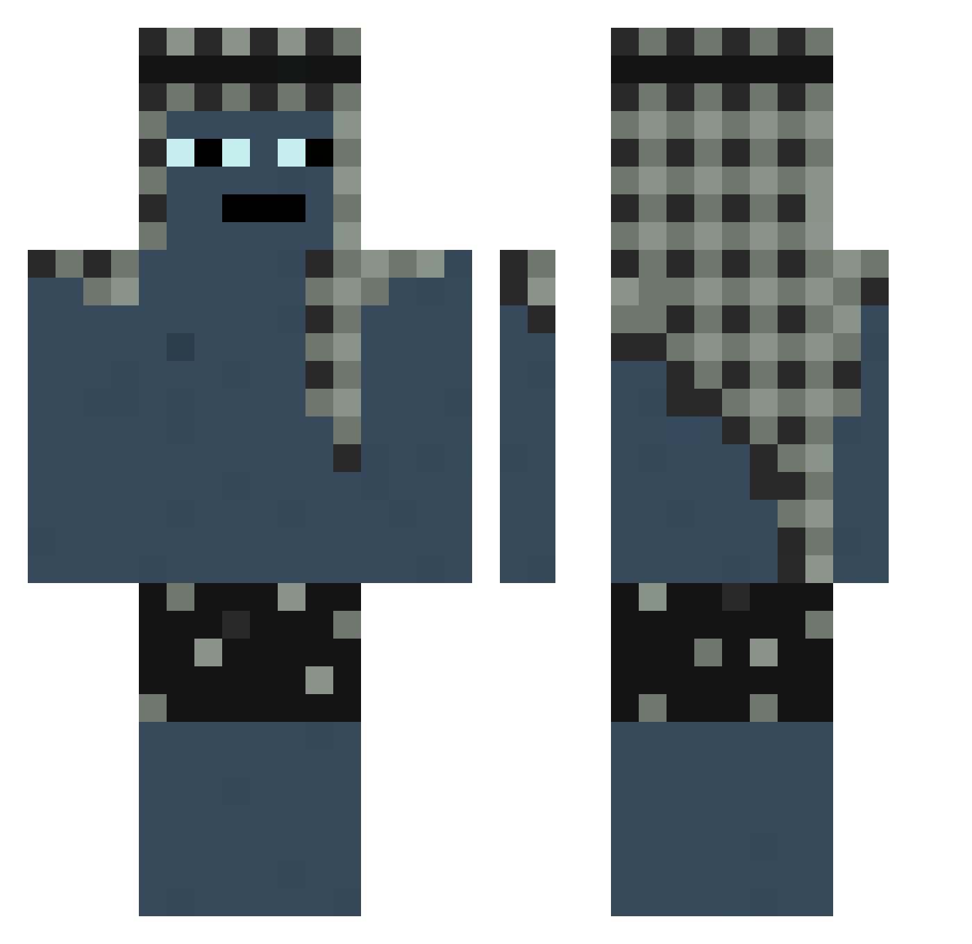 kyutzz Minecraft skin, front and back view