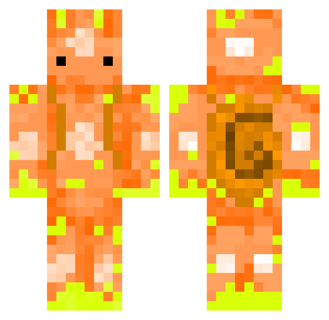 Wubzee Minecraft skin, front and back view