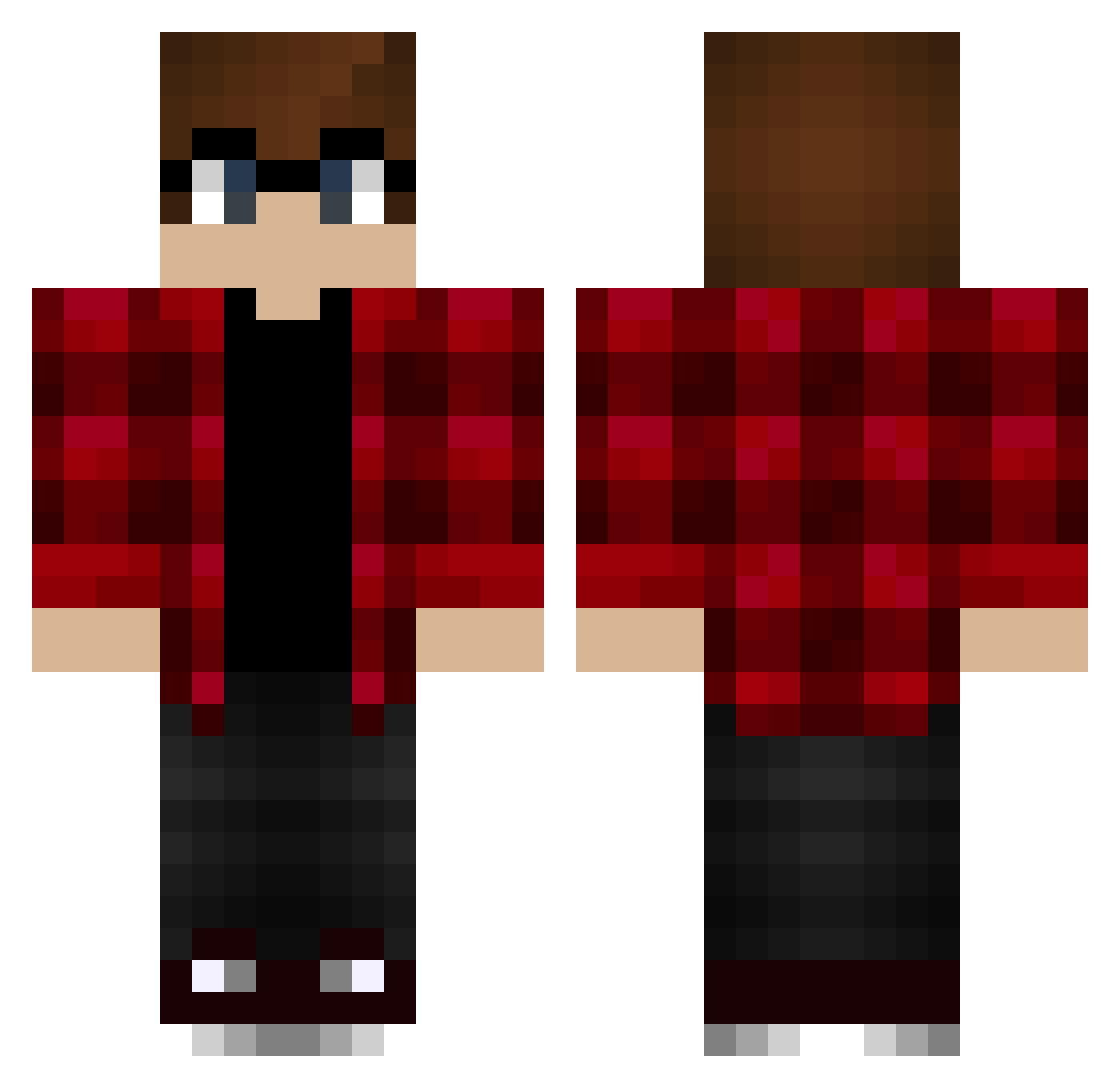 UnDeadAidenK Minecraft skin, front and back view