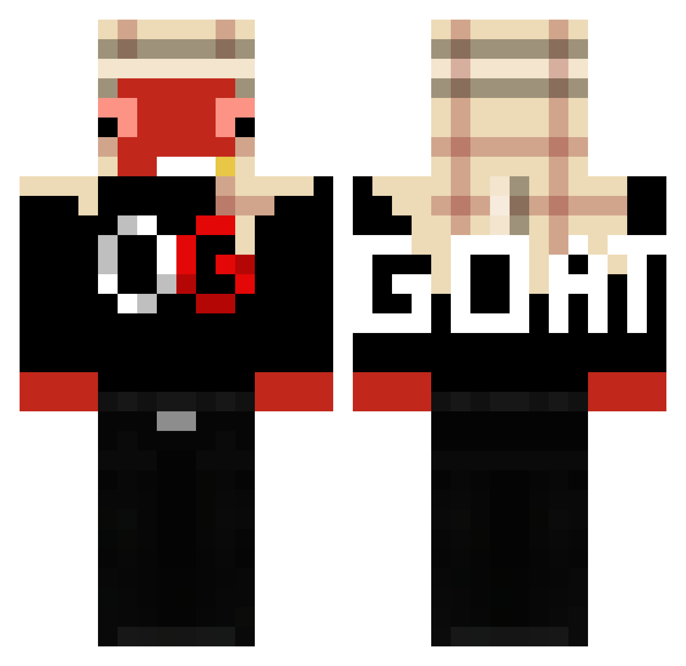 TowarWuja Minecraft skin, front and back view