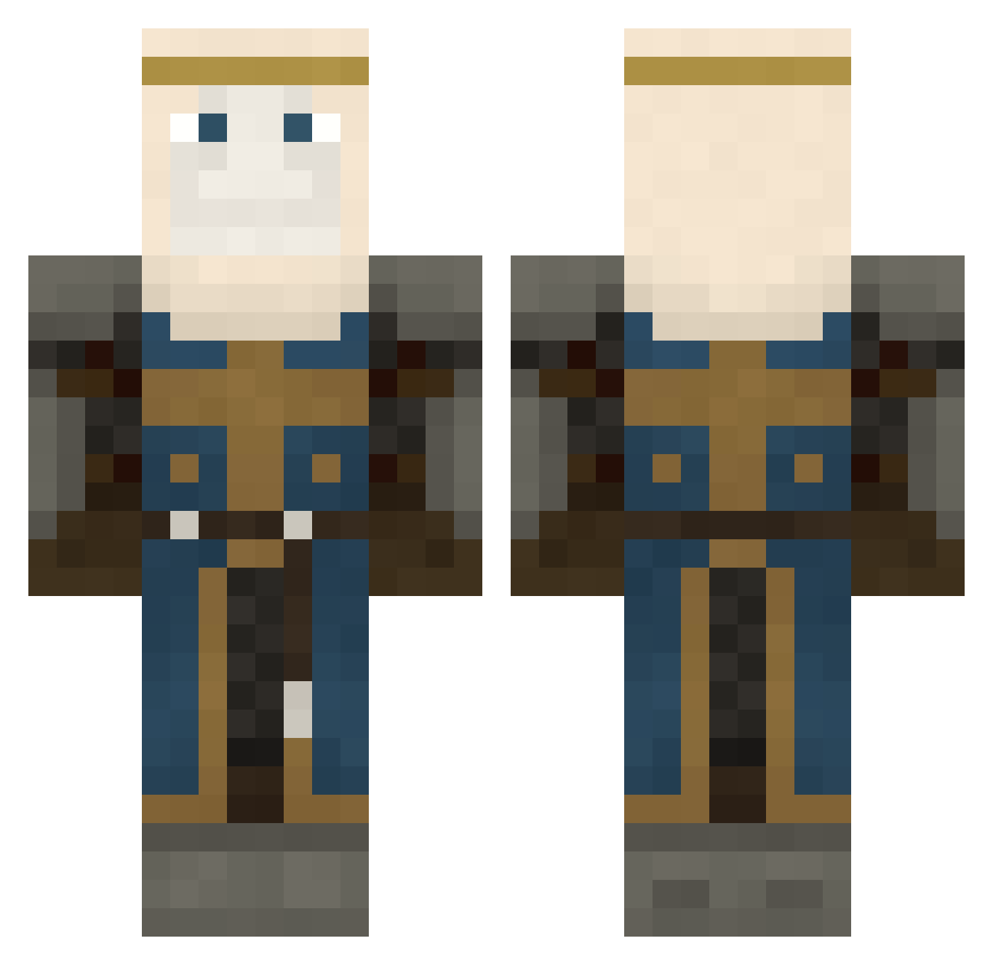 Death2Atlantis Minecraft skin, front and back view