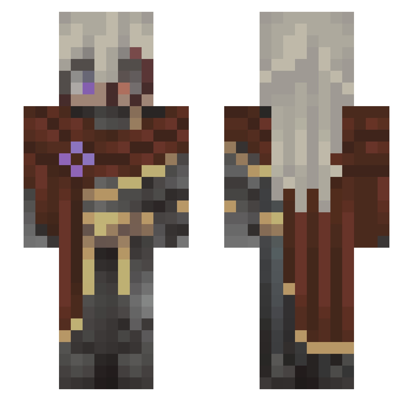 sadpatheticseal Minecraft skin, front and back view