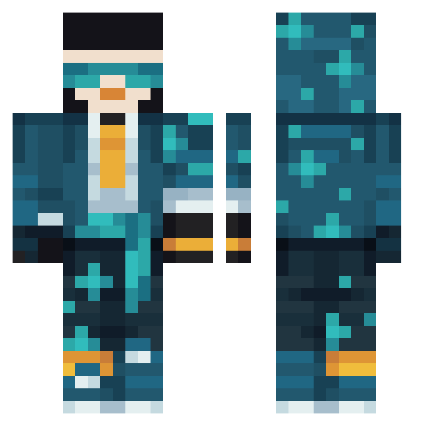 Pengpals Minecraft skin, front and back view