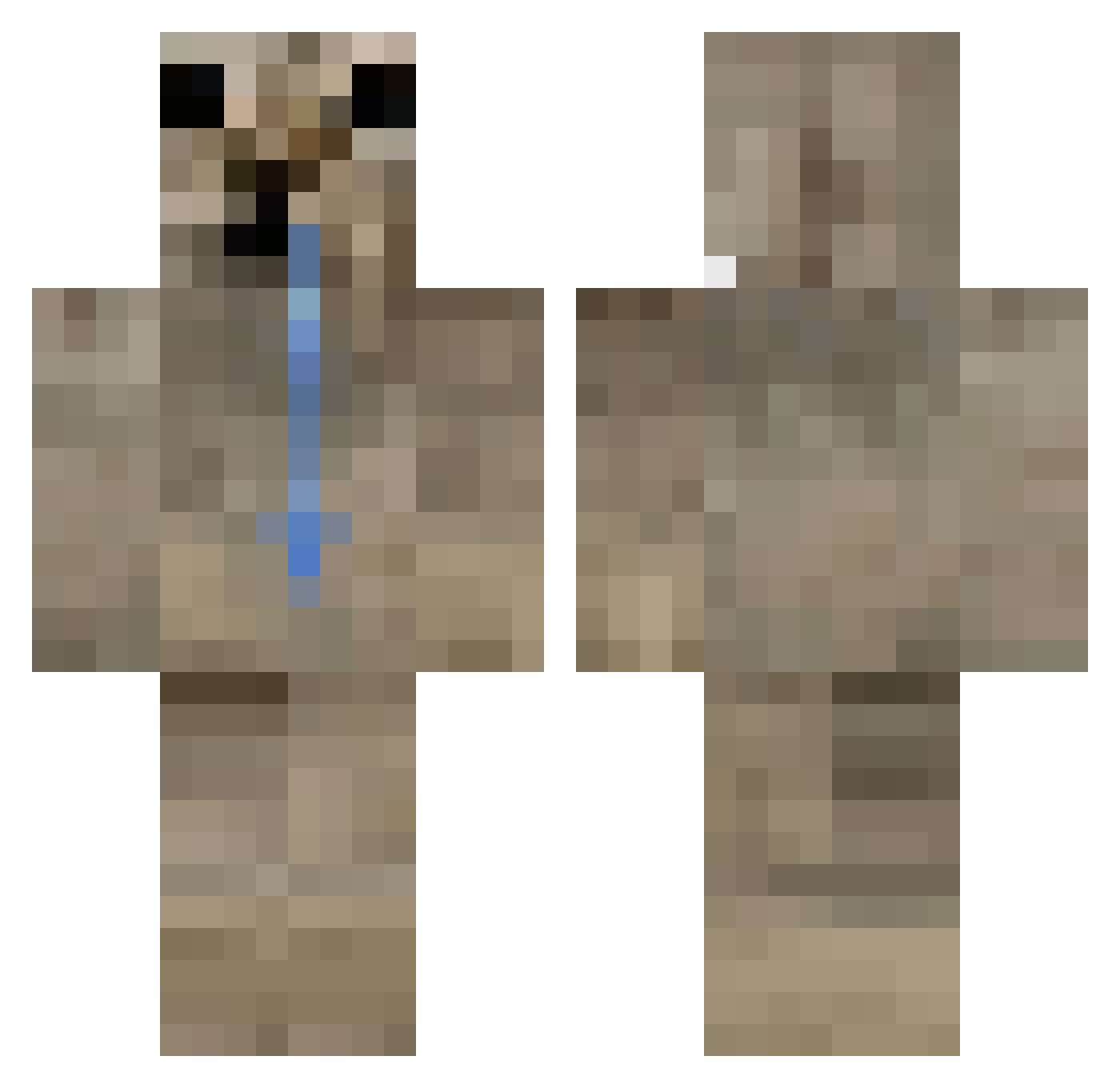 Pablokk Minecraft skin, front and back view