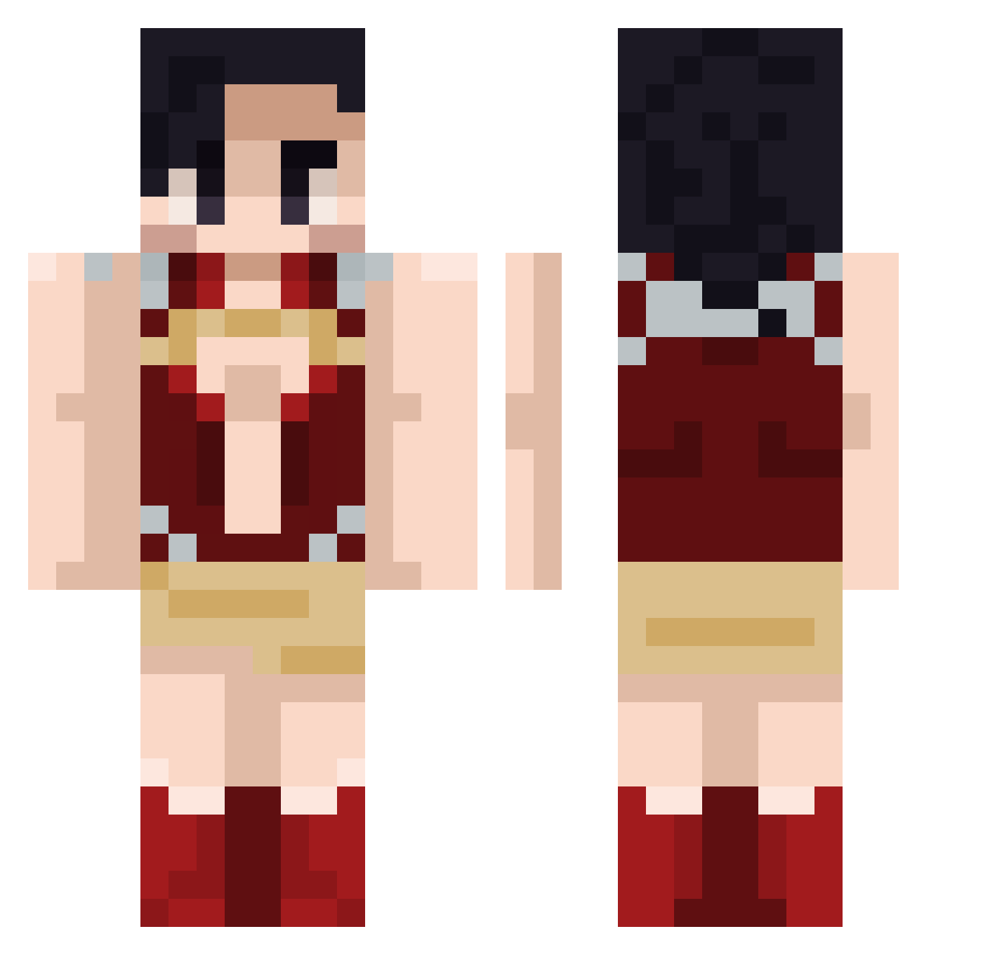 TensayeB Minecraft skin, front and back view
