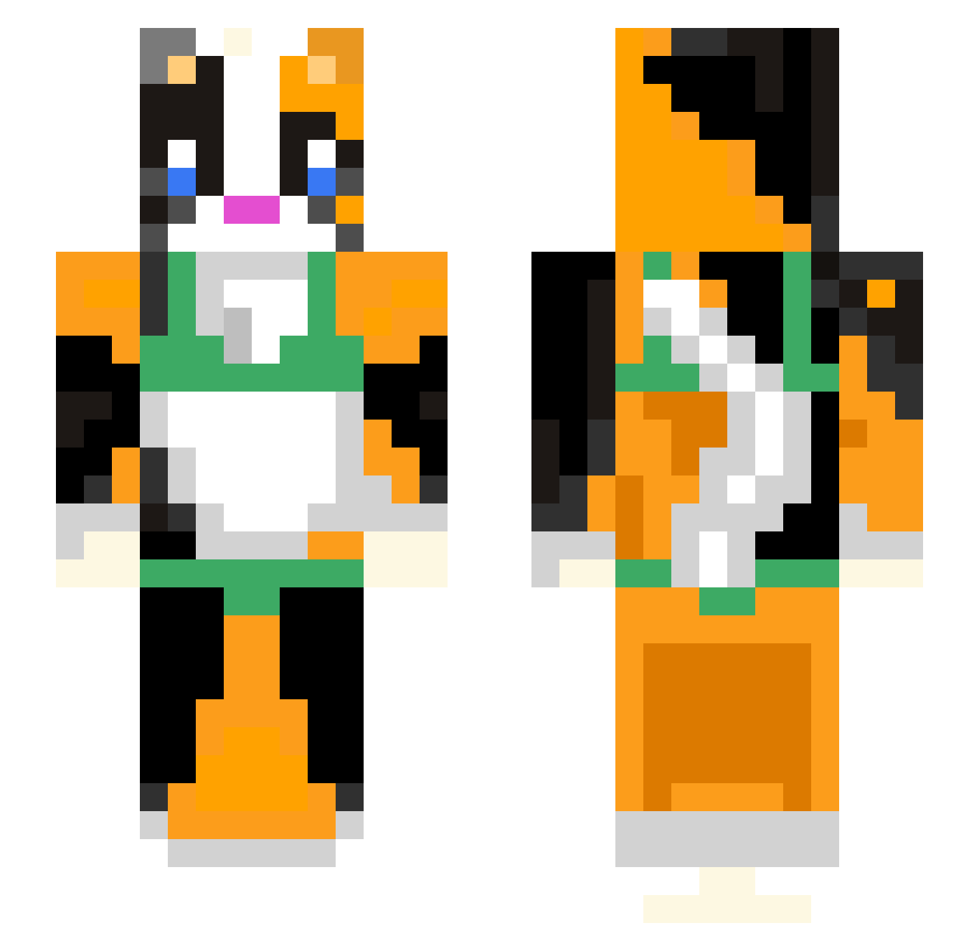 Leets Minecraft skin, front and back view