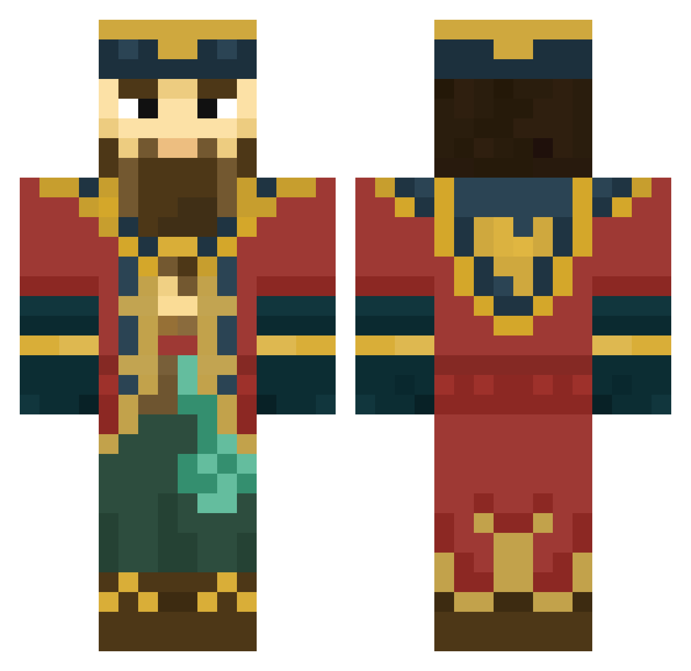 Schiffli Minecraft skin, front and back view