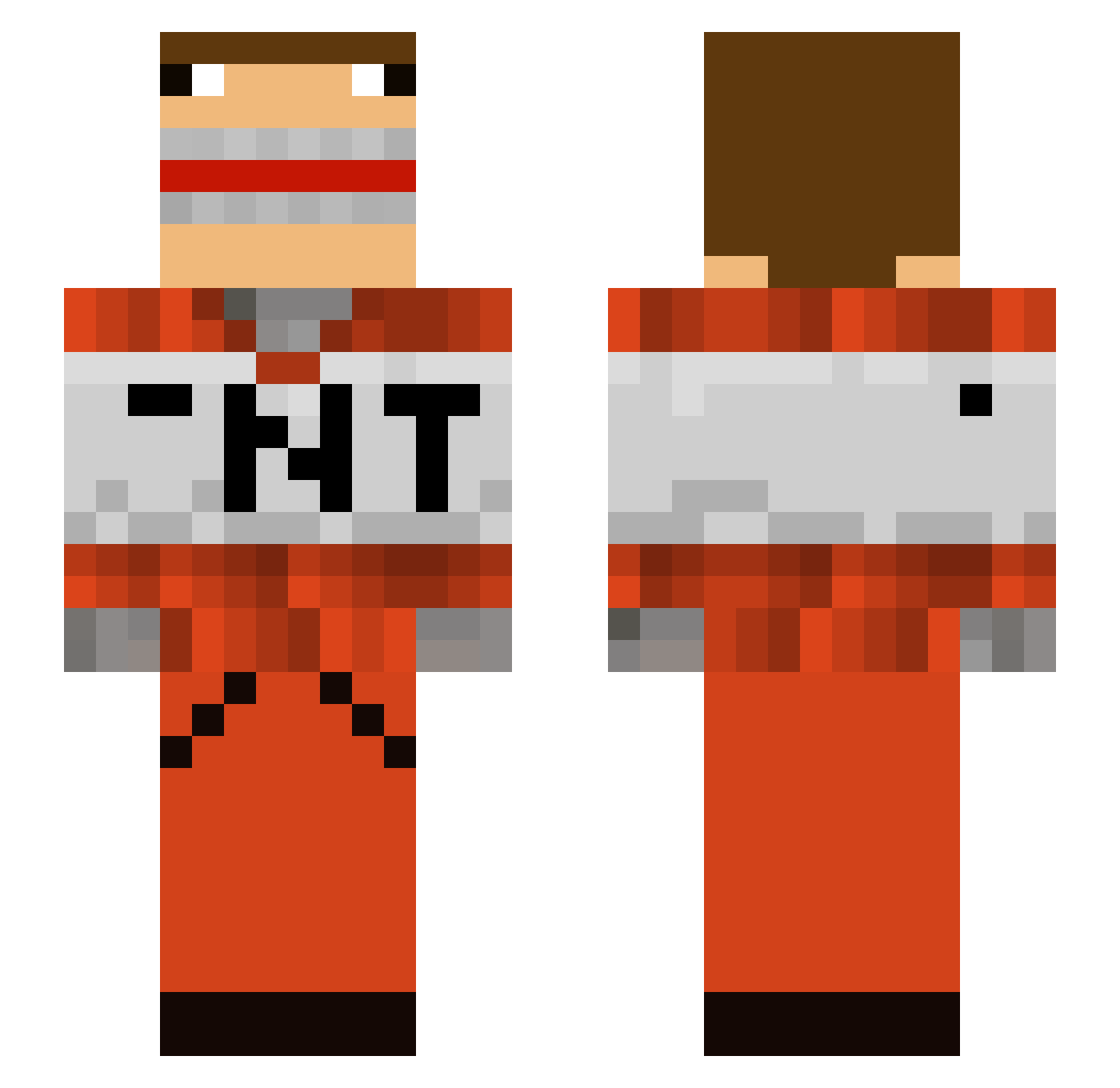 TypischGollum Minecraft skin, front and back view