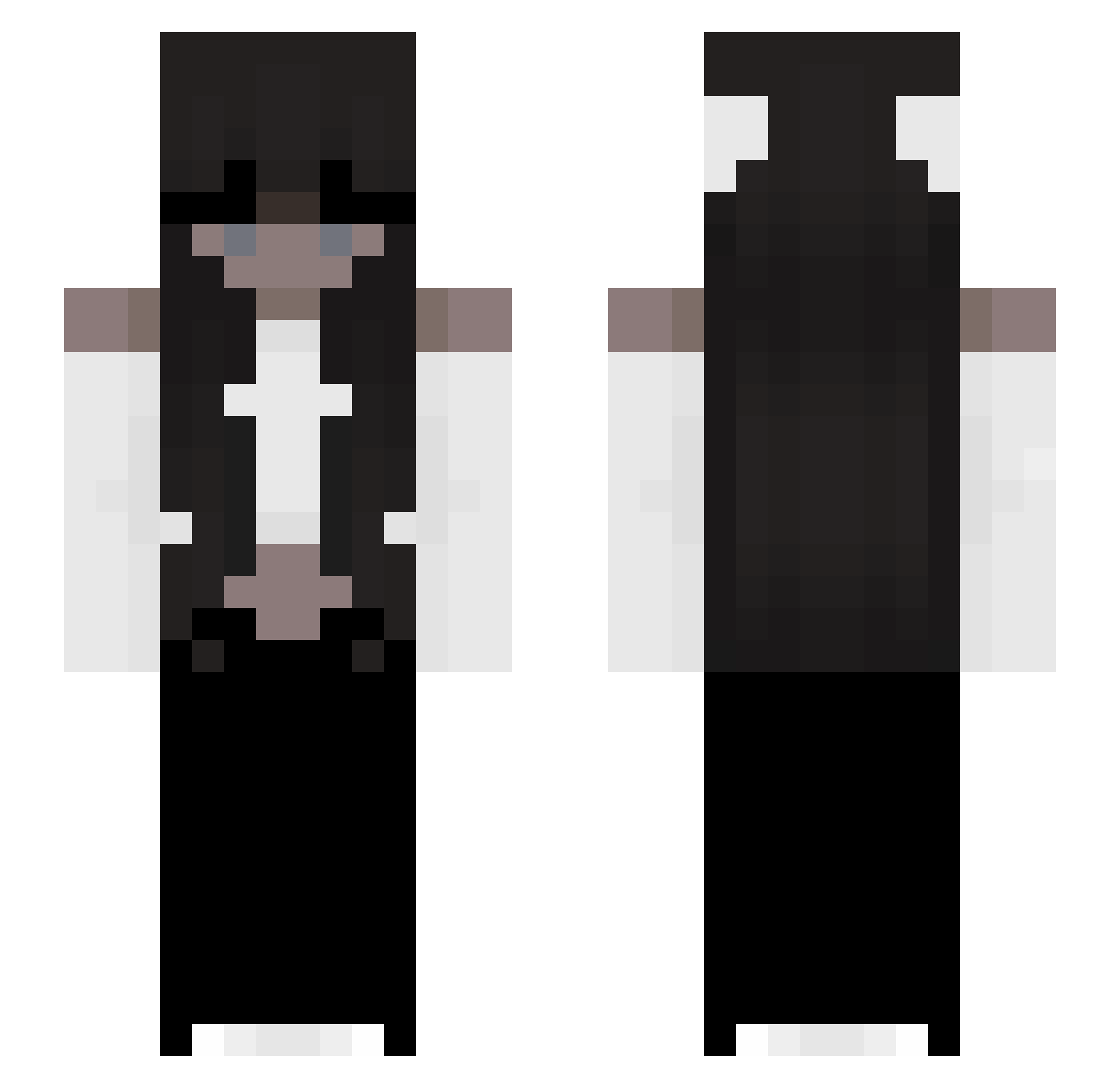 rachejtla Minecraft skin, front and back view