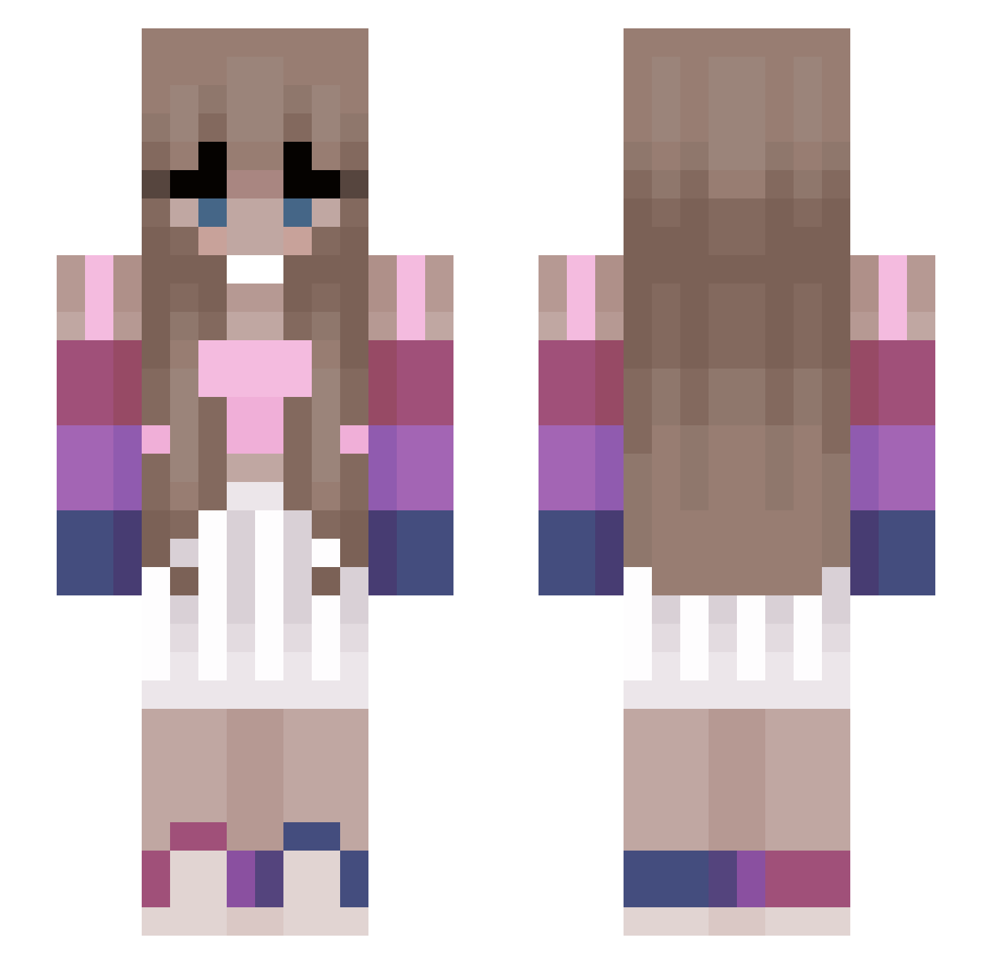 flokenira Minecraft skin, front and back view