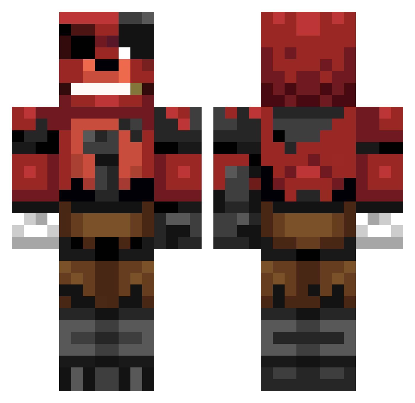 TakableCrowd621 Minecraft skin, front and back view