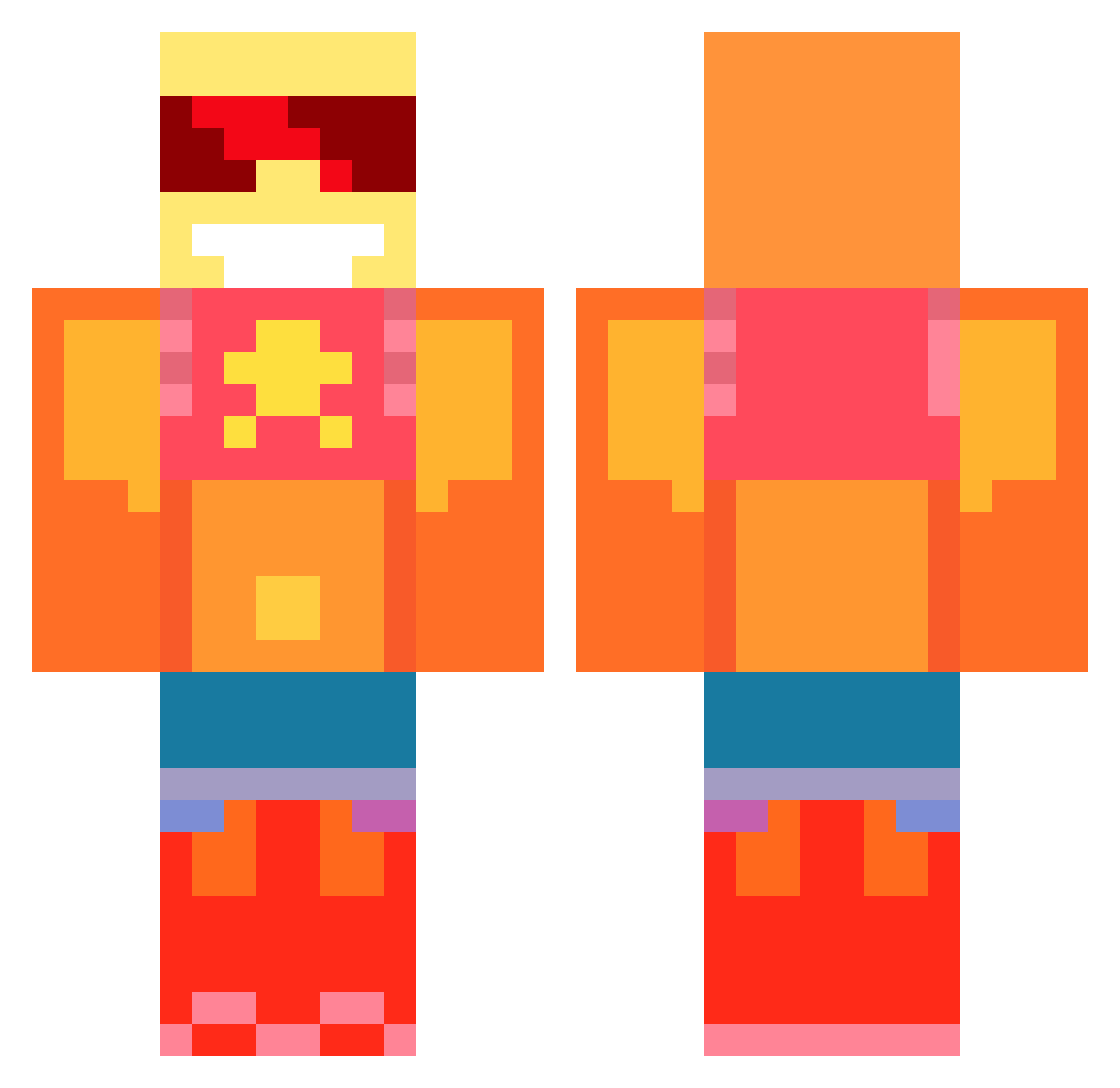 LaTube Minecraft skin, front and back view