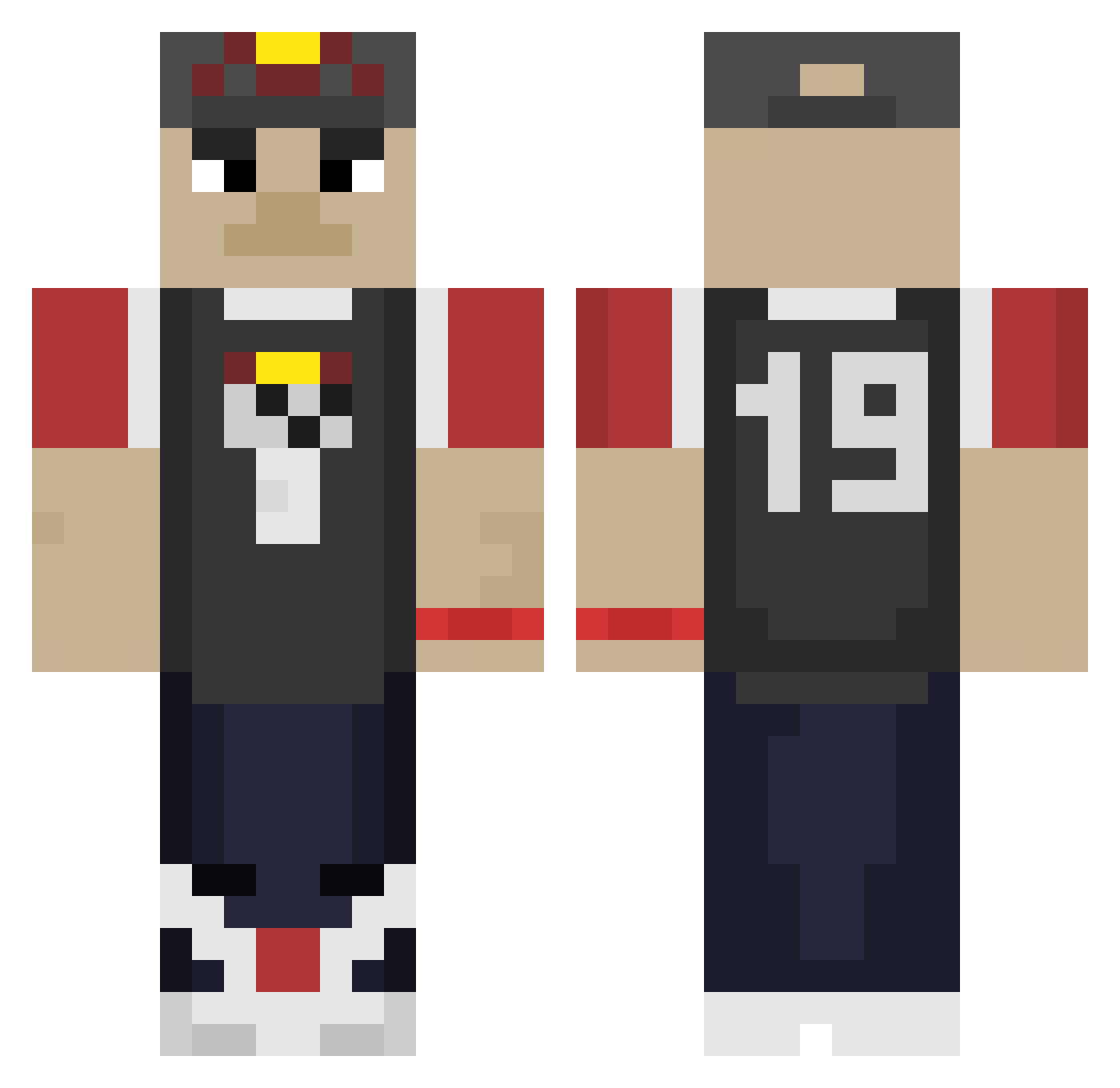 Asesinofeliz123 Minecraft skin, front and back view