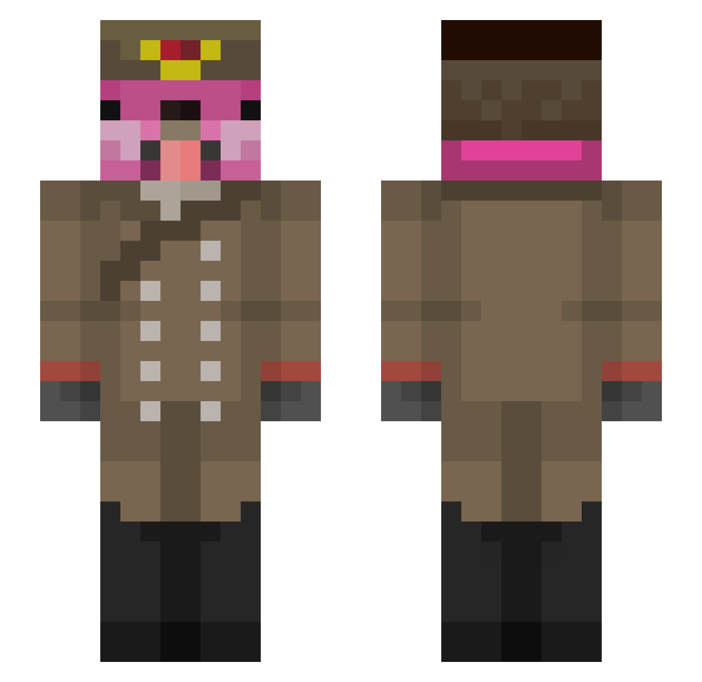 Comandantul Minecraft skin, front and back view