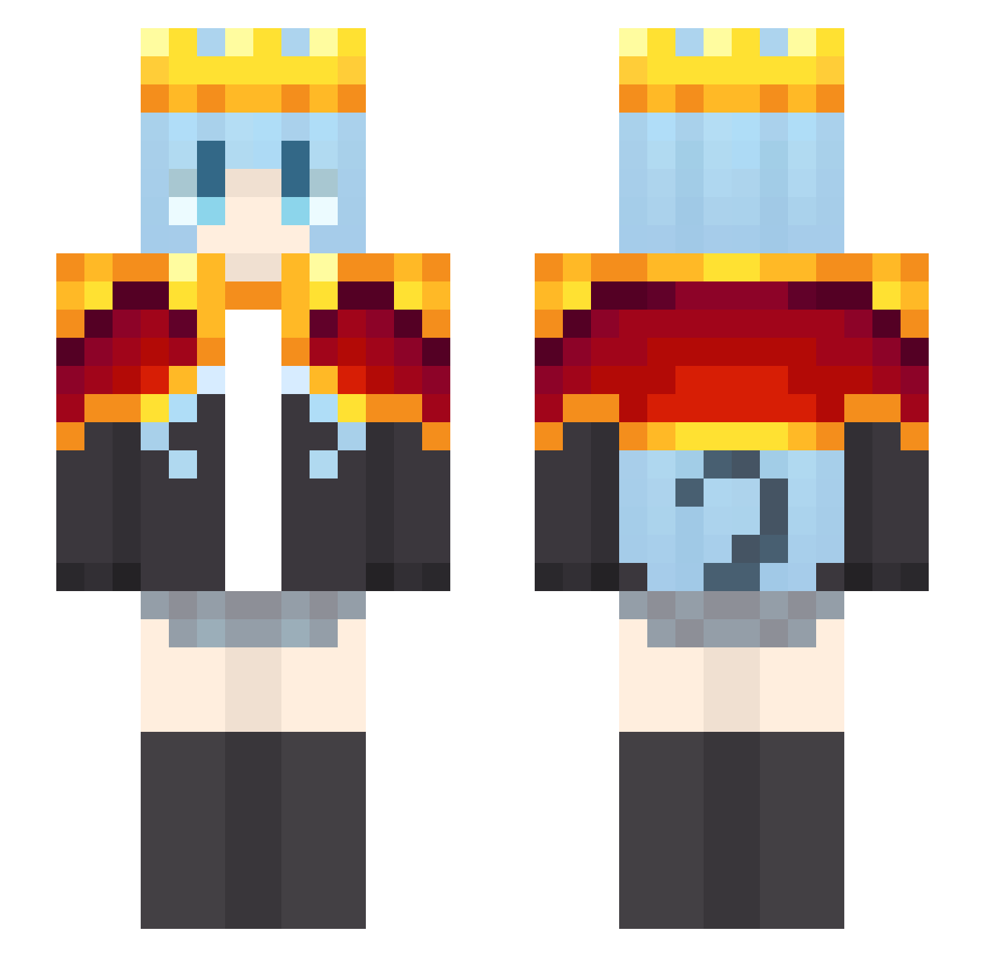 ItzMask Minecraft skin, front and back view