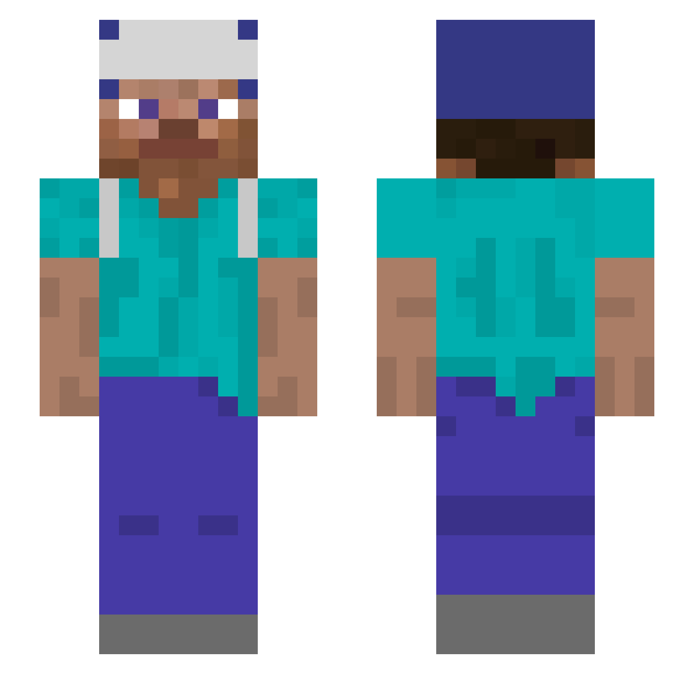 sb2bs Minecraft skin, front and back view