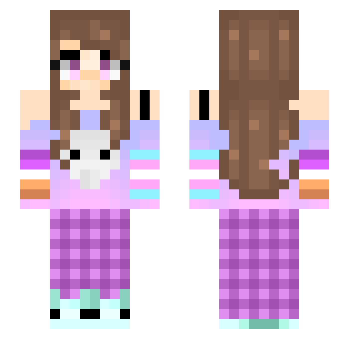 LunacyProof Minecraft skin, front and back view